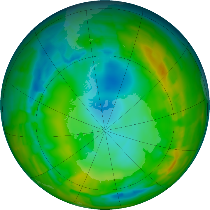 Antarctic ozone map for 28 July 2012